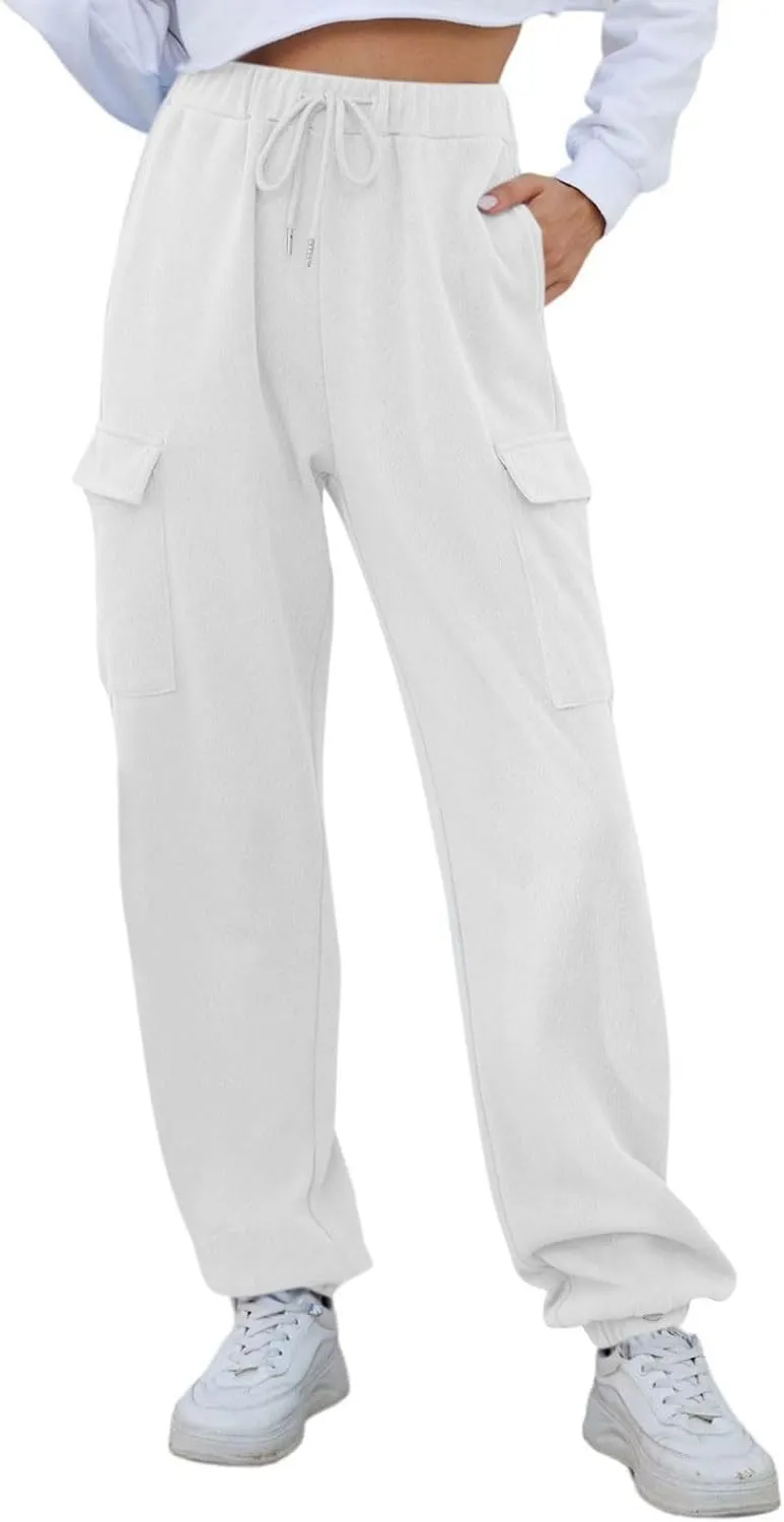 Fleece Lined Joggers Women Winter Pants 2025 Womens Warm Sweatpants Hiking Pants Sweat Cargo Pants High Waisted Drawstring