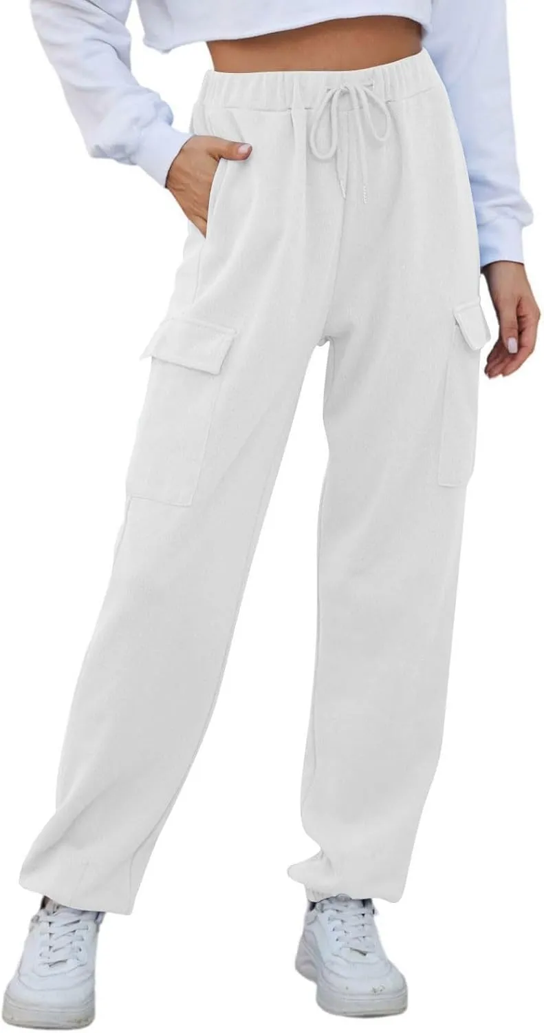 Fleece Lined Joggers Women Winter Pants 2025 Womens Warm Sweatpants Hiking Pants Sweat Cargo Pants High Waisted Drawstring