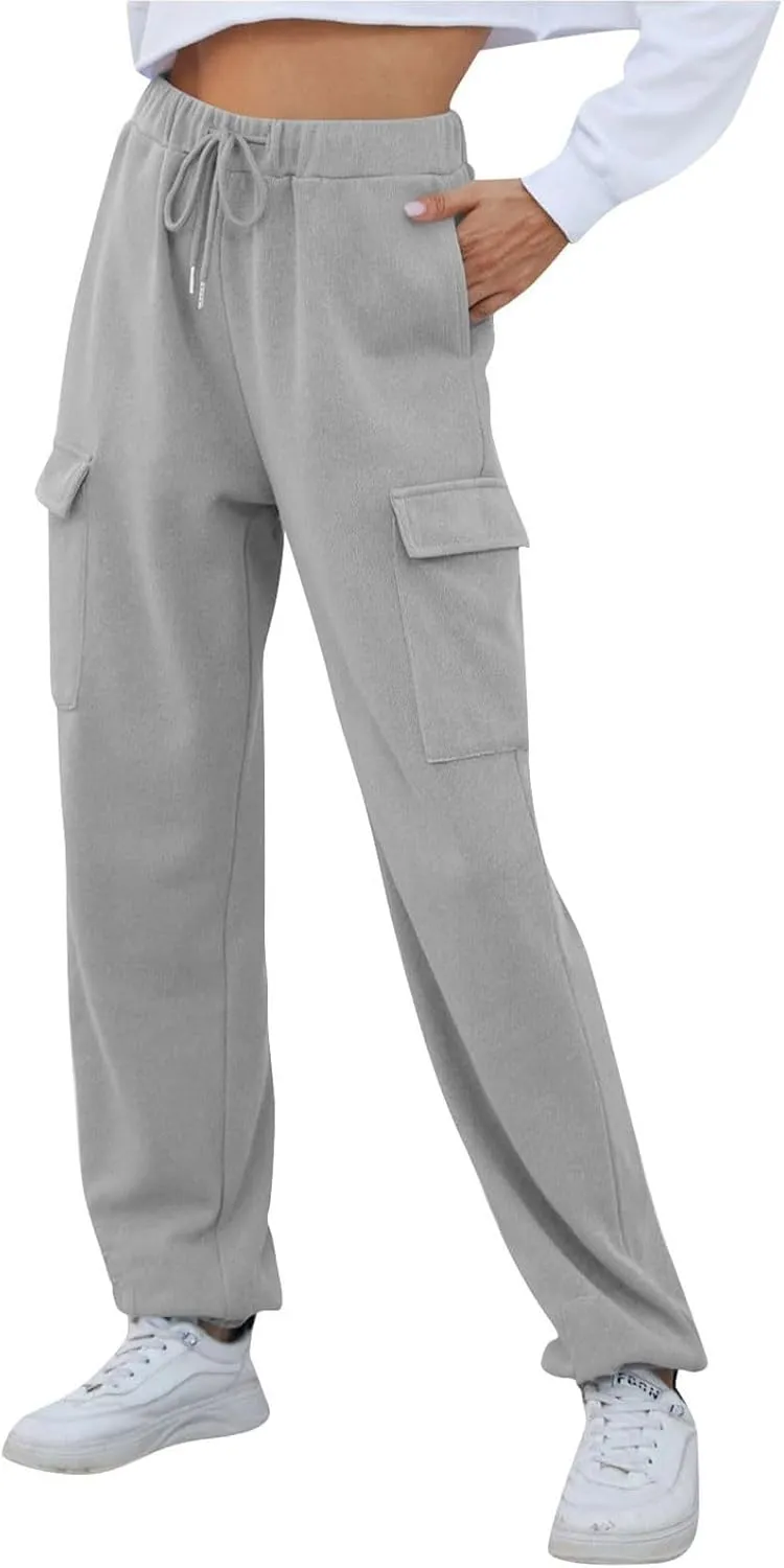 Fleece Lined Joggers Women Winter Pants 2025 Womens Warm Sweatpants Hiking Pants Sweat Cargo Pants High Waisted Drawstring