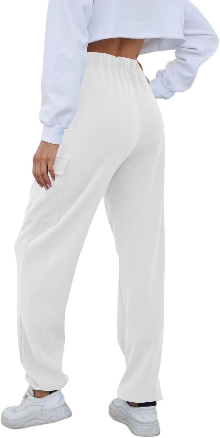 Fleece Lined Joggers Women Winter Pants 2025 Womens Warm Sweatpants Hiking Pants Sweat Cargo Pants High Waisted Drawstring
