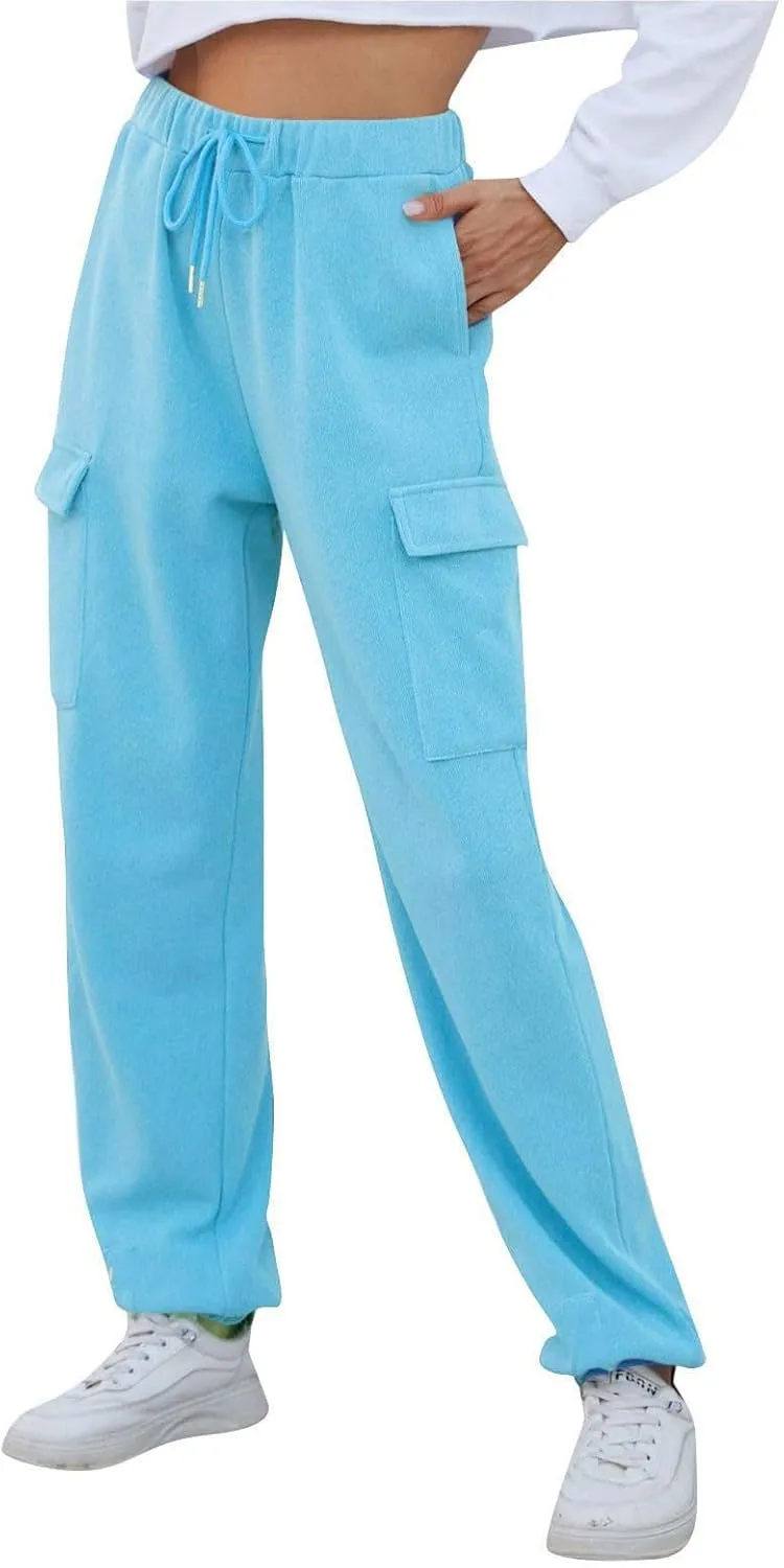 Fleece Lined Joggers Women Winter Pants 2025 Womens Warm Sweatpants Hiking Pants Sweat Cargo Pants High Waisted Drawstring
