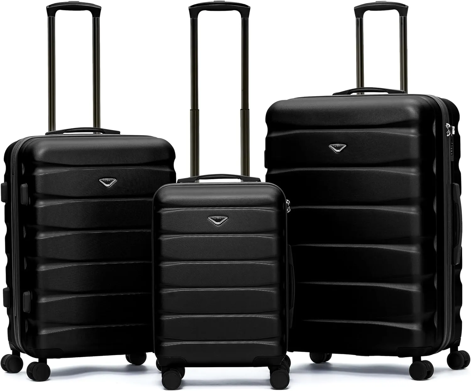 Flight Knight Carry On Suitcase Hardside With Built In TSA Lock & USB Port Lightweight Luggage Silent Double Spinner Wheels Maximum Carry-On Bag Size For American & United Approved Airlines, Black, 3