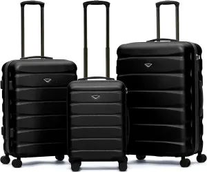 Flight Knight Carry On Suitcase Hardside With Built In TSA Lock & USB Port Lightweight Luggage Silent Double Spinner Wheels Maximum Carry-On Bag Size For American & United Approved Airlines, Black, 3