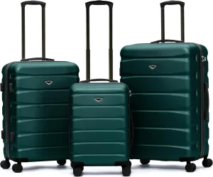 Flight Knight Carry On Suitcase Hardside With Built In TSA Lock & USB Port Lightweight Luggage Silent Double Spinner Wheels Maximum Carry-On Bag Size For American & United Approved Airlines, Forest