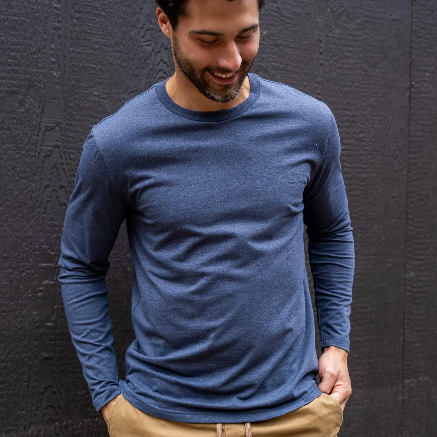 Fresh Clean Threads Mens Long Sleeve T-Shirt - Pre Shrunk Soft Fitted Premium Classic Tee - Men's T Shirts Cotton Poly