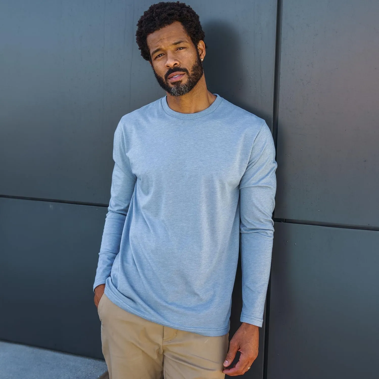 Fresh Clean Threads Mens Long Sleeve T-Shirt - Pre Shrunk Soft Fitted Premium Classic Tee - Men's T Shirts Cotton Poly