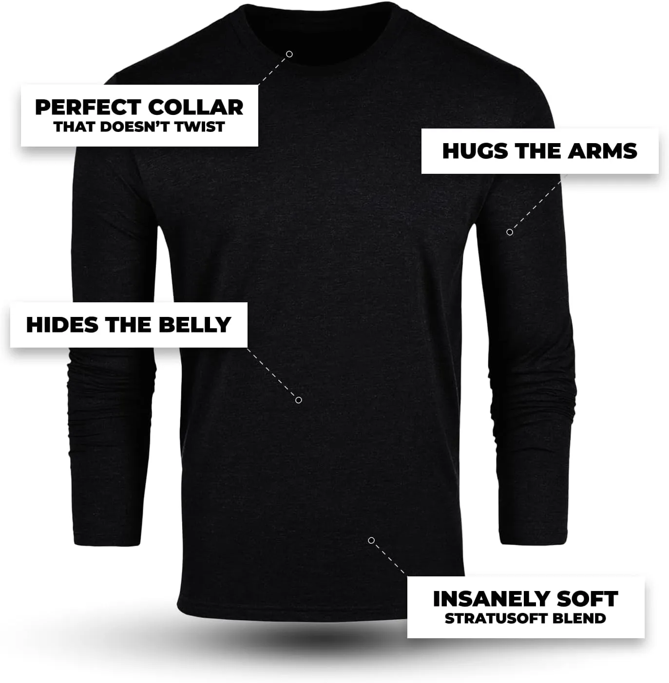 Fresh Clean Threads Mens Long Sleeve T-Shirt - Pre Shrunk Soft Fitted Premium Classic Tee - Men's T Shirts Cotton Poly