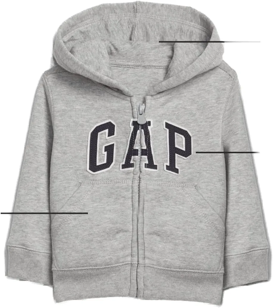GAP Baby Boys' Playtime Favorites Logo Full Zip Hoodie Hooded Sweatshirt