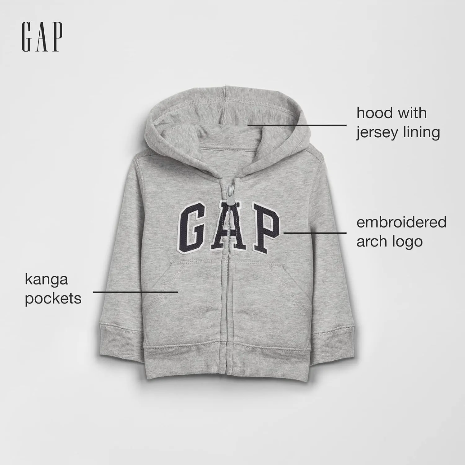 GAP Baby Boys' Playtime Favorites Logo Full Zip Hoodie Hooded Sweatshirt