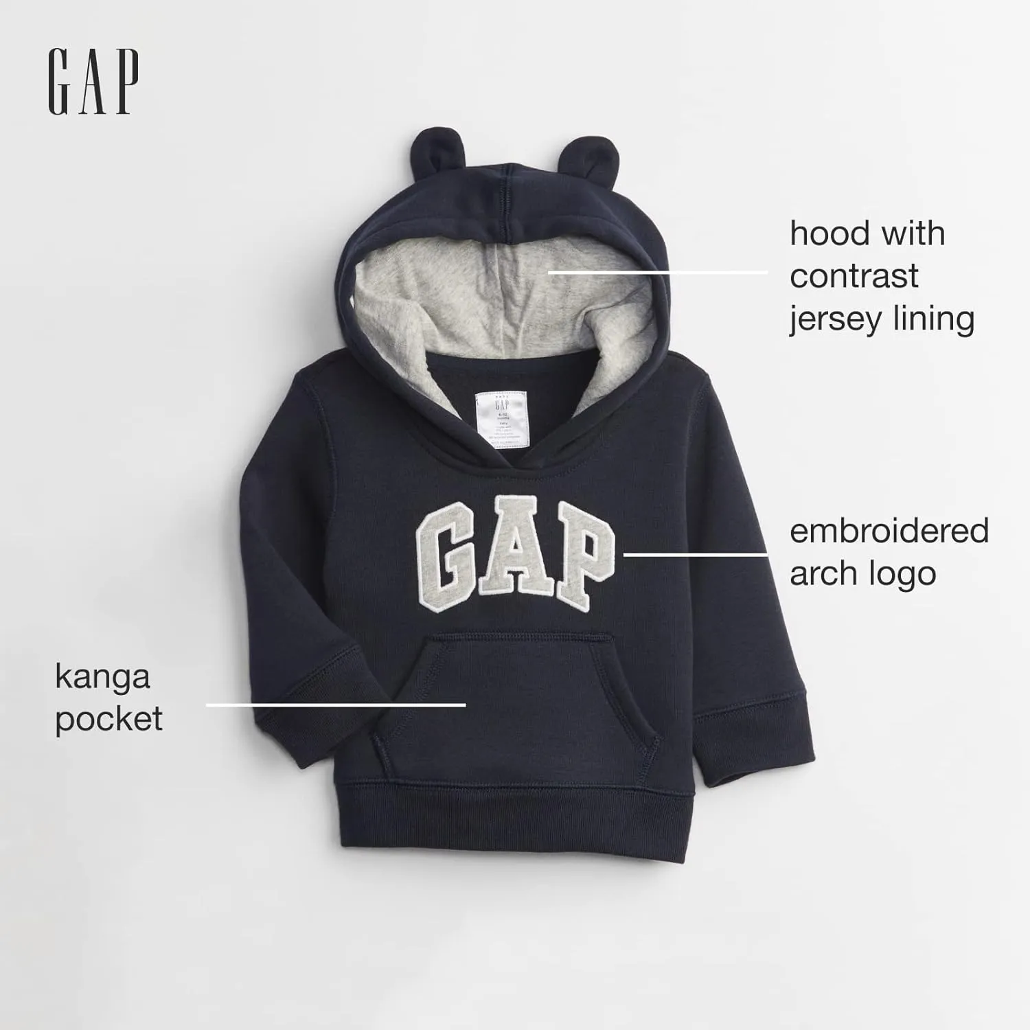 GAP Baby Boys' Playtime Favorites Logo Pullover Hoodie Hooded Sweatshirt