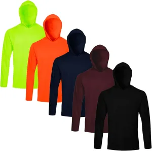 Gary Com 5 Packs Men Long Sleeve T-Shirts Quick Dry Athletic Running Activewear Workout Hoodies UPF 50  Sun Protection