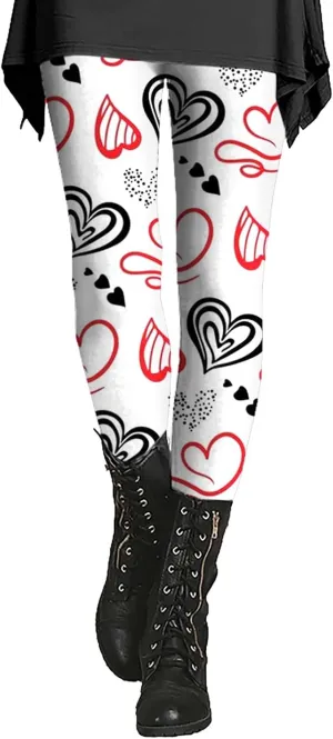 Gifts Yoga Leggings for Women High Waist Plus Size Valentine Pants for Women 2025 Trendy Love Womens Leggings for Under Sweater Dress Compression Workout Leggings Women Leggings with Mesh