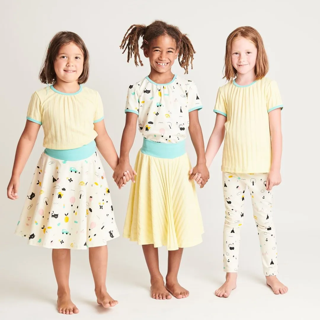 Girls' Short-sleeve Top "Ribbed Jersey Vanilla/Mint"