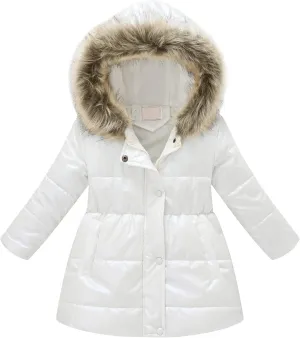 Girls' Winter Coat Water esistant Long Puffer Jacket Insulated Parka with Faux Fu Hood Kids Sherp Kids Clothing