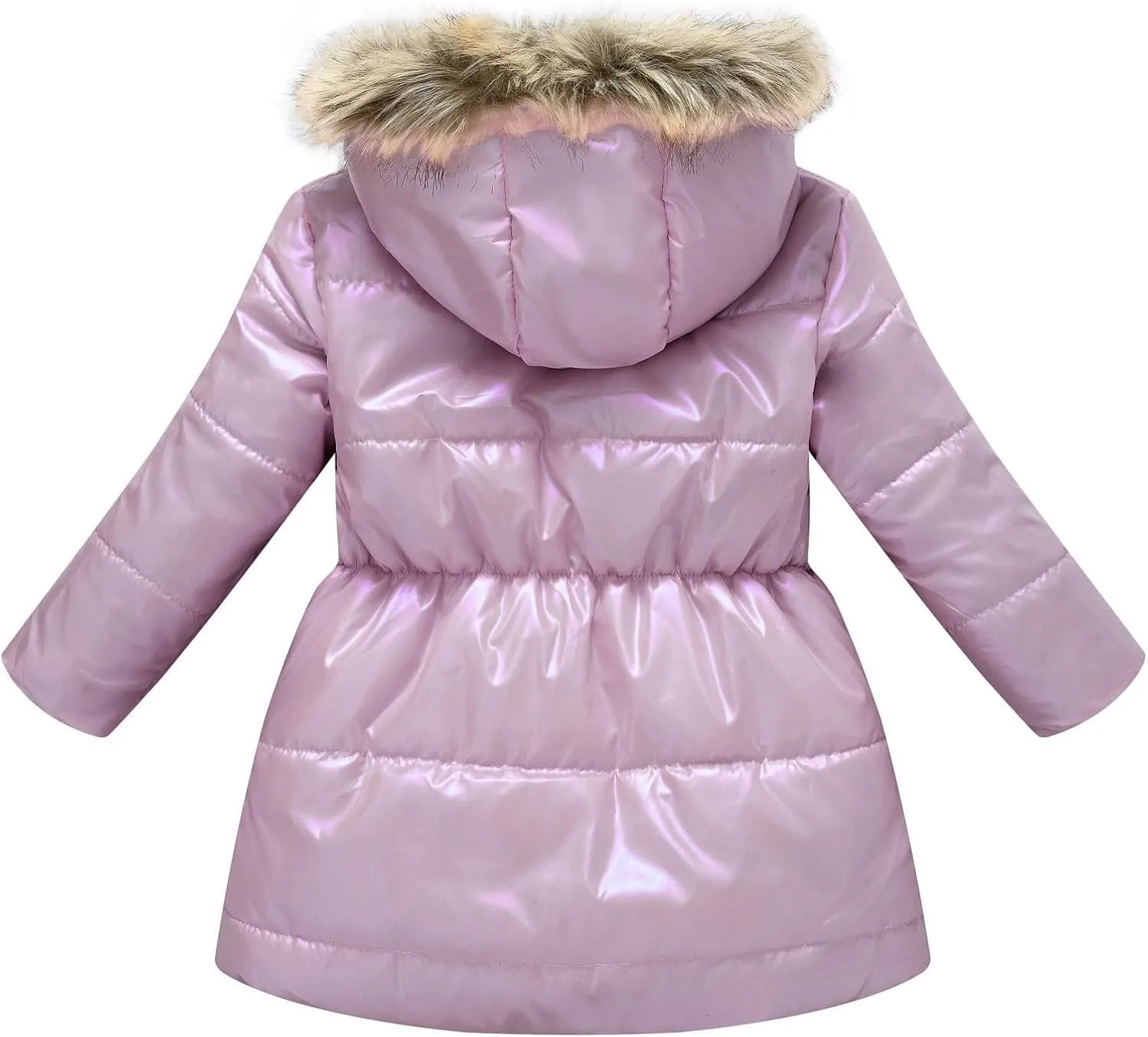 Girls' Winter Coat Water esistant Long Puffer Jacket Insulated Parka with Faux Fu Hood Kids Sherp Kids Clothing