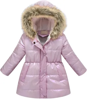 Girls' Winter Coat Water esistant Long Puffer Jacket Insulated Parka with Faux Fu Hood Kids Sherp Kids Clothing