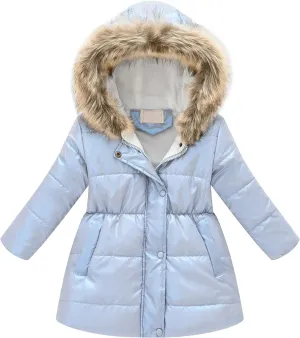 Girls' Winter Coat Water esistant Long Puffer Jacket Insulated Parka with Faux Fu Hood Kids Sherp Kids Clothing