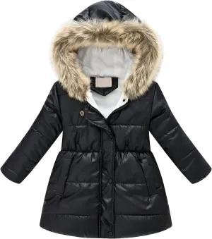 Girls' Winter Coat Water esistant Long Puffer Jacket Insulated Parka with Faux Fu Hood Kids Sherp Kids Clothing