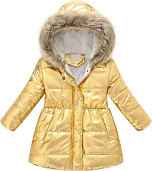 Girls' Winter Coat Water esistant Long Puffer Jacket Insulated Parka with Faux Fu Hood Kids Sherp Kids Clothing