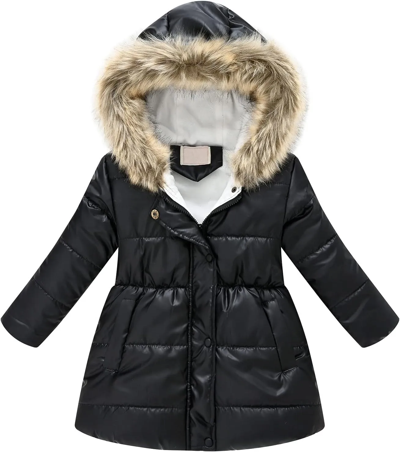 Girls' Winter Coat Water esistant Long Puffer Jacket Insulated Parka with Faux Fu Hood Kids Sherp Kids Clothing