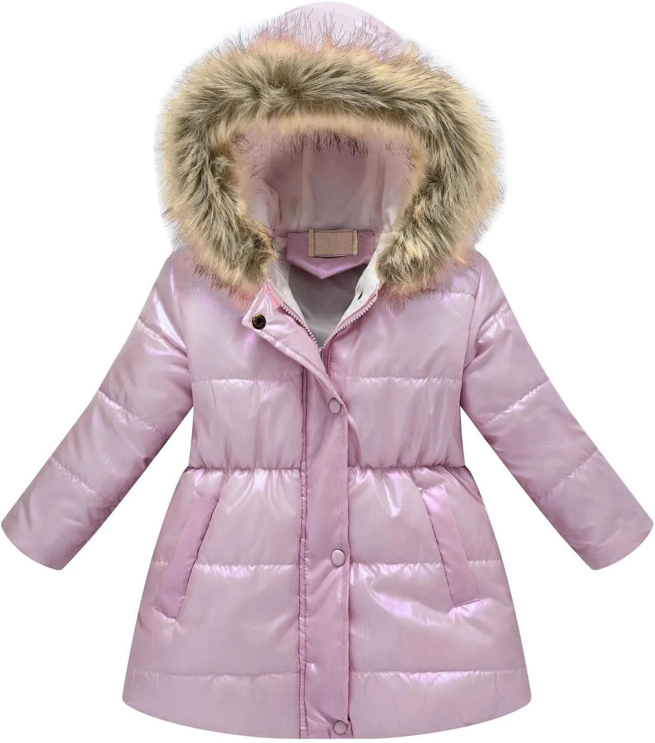 Girls' Winter Coat Water esistant Long Puffer Jacket Insulated Parka with Faux Fu Hood Kids Sherp Kids Clothing