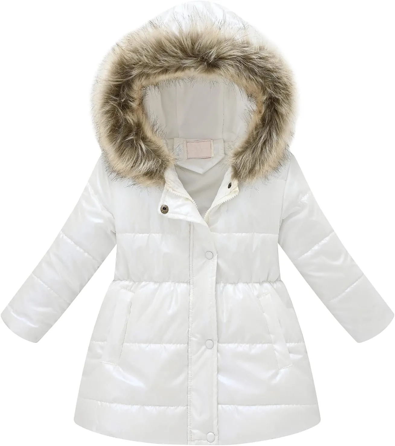 Girls' Winter Coat Water esistant Long Puffer Jacket Insulated Parka with Faux Fu Hood Kids Sherp Kids Clothing