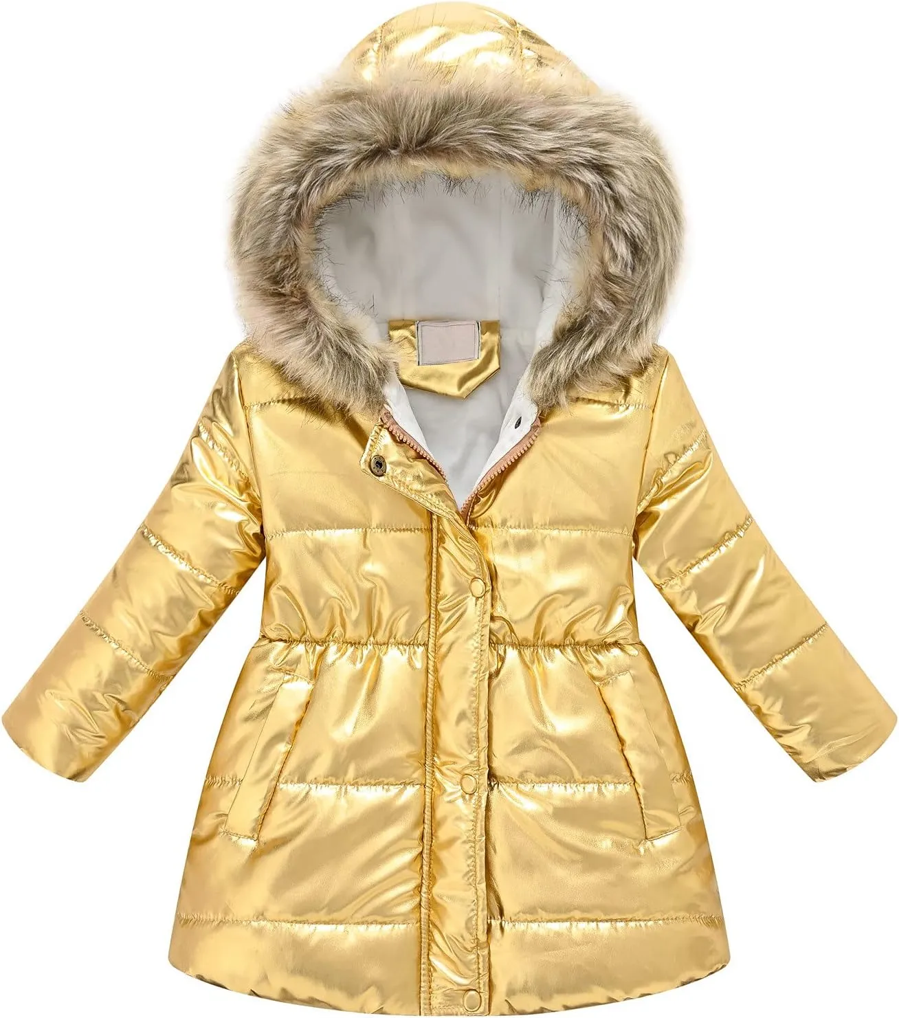Girls' Winter Coat Water esistant Long Puffer Jacket Insulated Parka with Faux Fu Hood Kids Sherp Kids Clothing