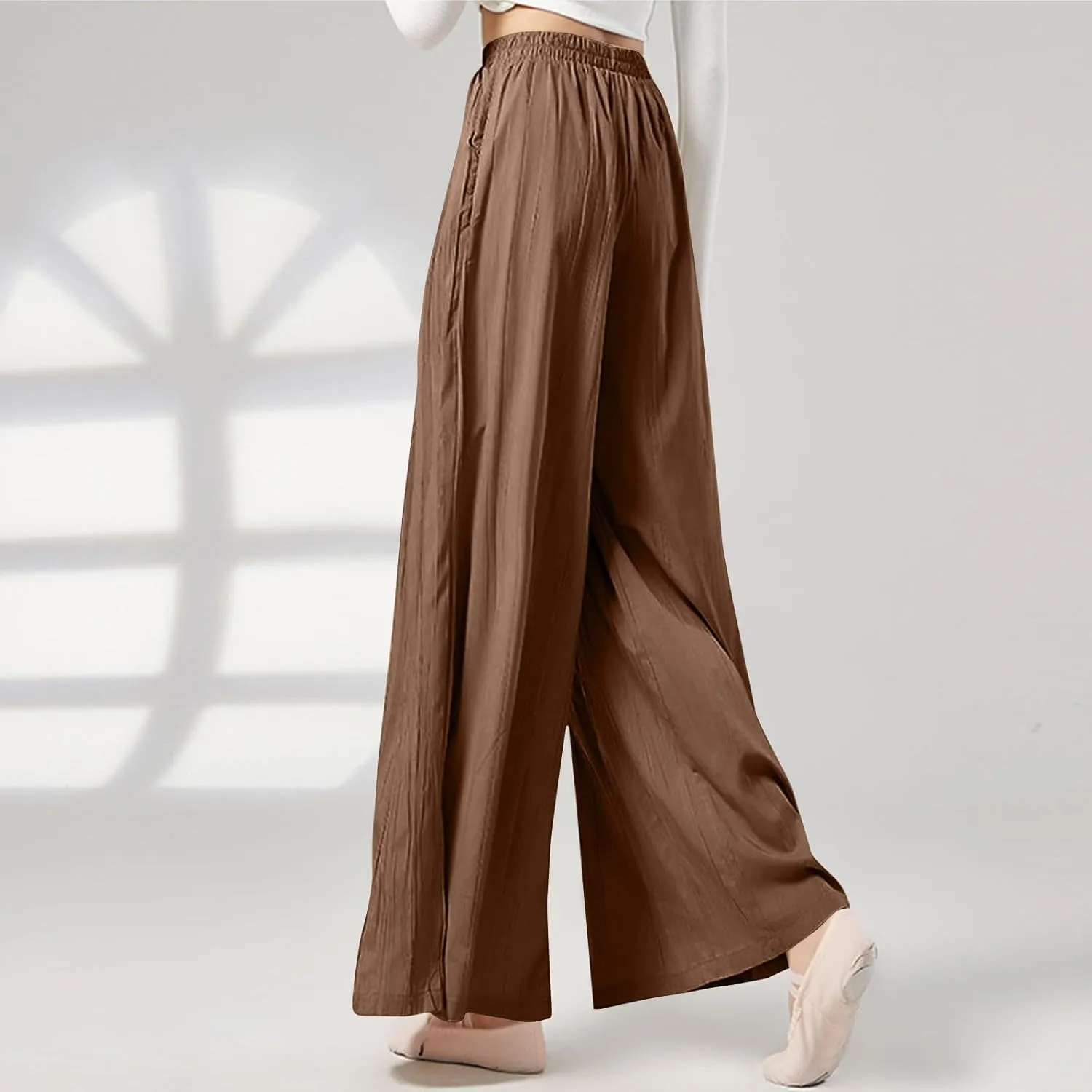 GOFULY Linen Pants Women Summer Wide Leg High Waisted Casual Palazzo Pants Drawstring Waist 2025 Trousers with Pockets
