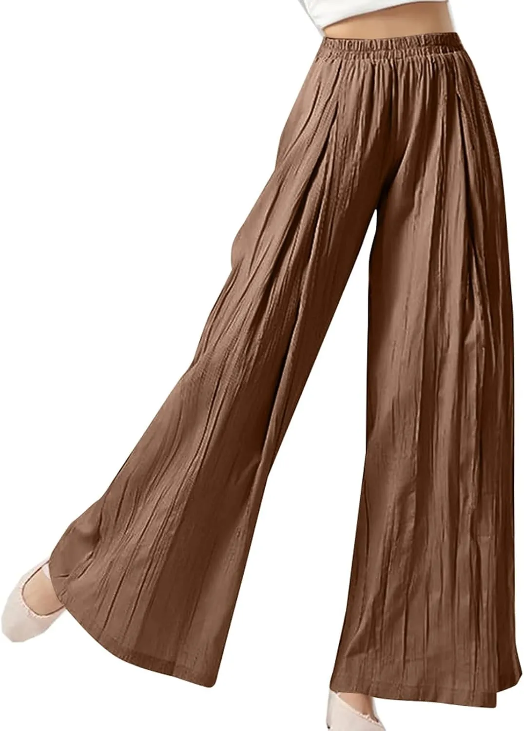 GOFULY Linen Pants Women Summer Wide Leg High Waisted Casual Palazzo Pants Drawstring Waist 2025 Trousers with Pockets