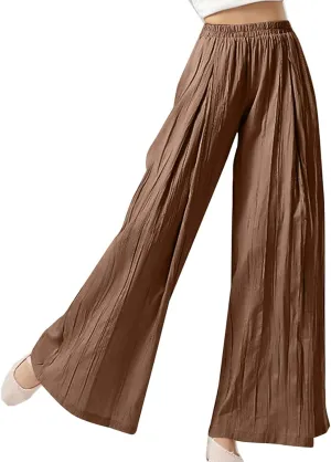 GOFULY Linen Pants Women Summer Wide Leg High Waisted Casual Palazzo Pants Drawstring Waist 2025 Trousers with Pockets