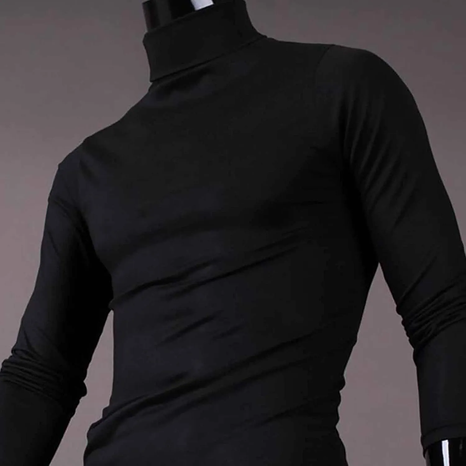 GOFULY Men's Under Shirts High Neck Slim Fit Solid Casual Fall Shirt Long Sleeve Winter Underwear Tops