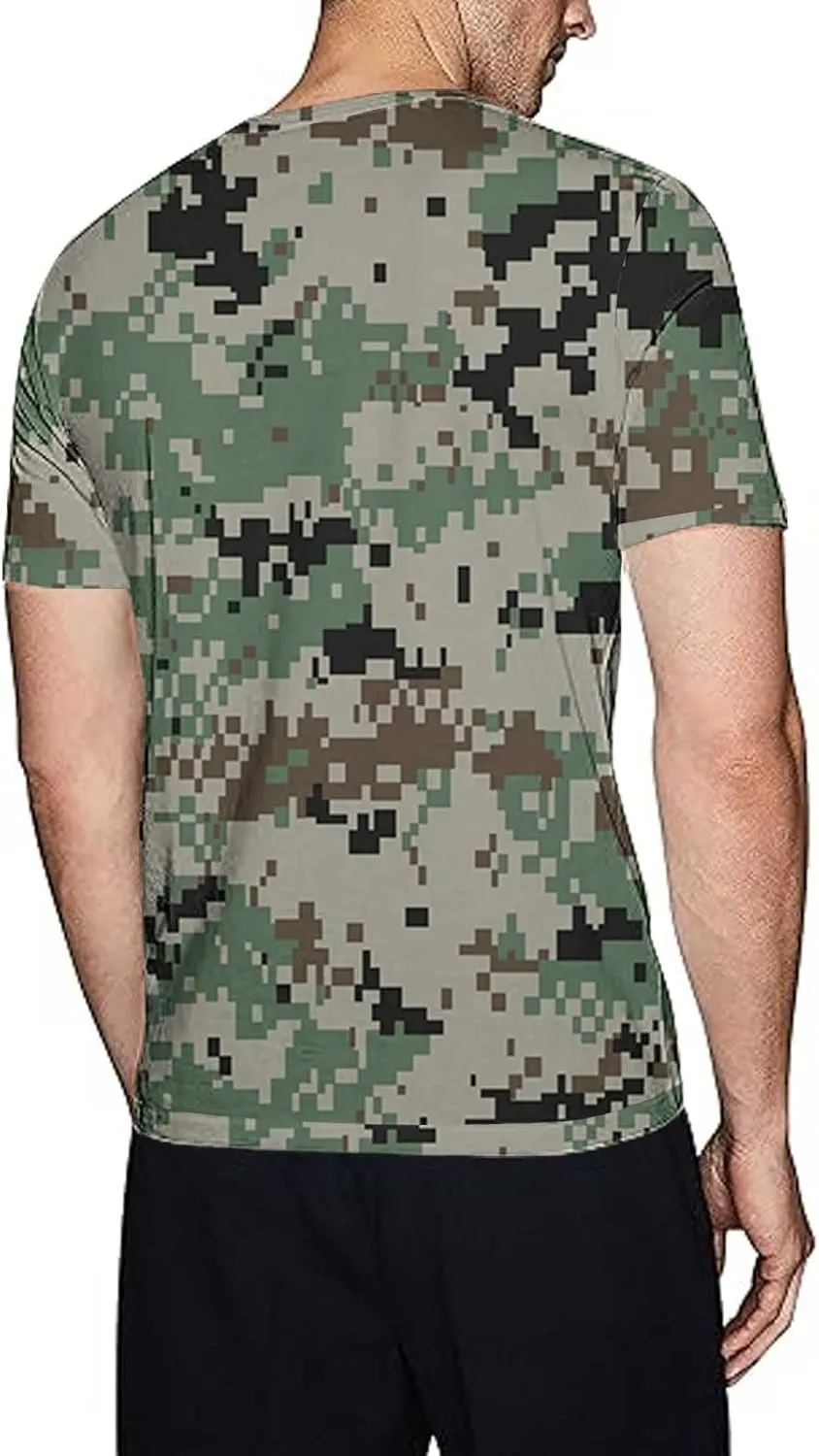 GOKKILRW Men's T Shirts Casual Camo Printed Lightweight Quick Dry Plus Size Crewneck Short Sleeve Military Hunting Tees