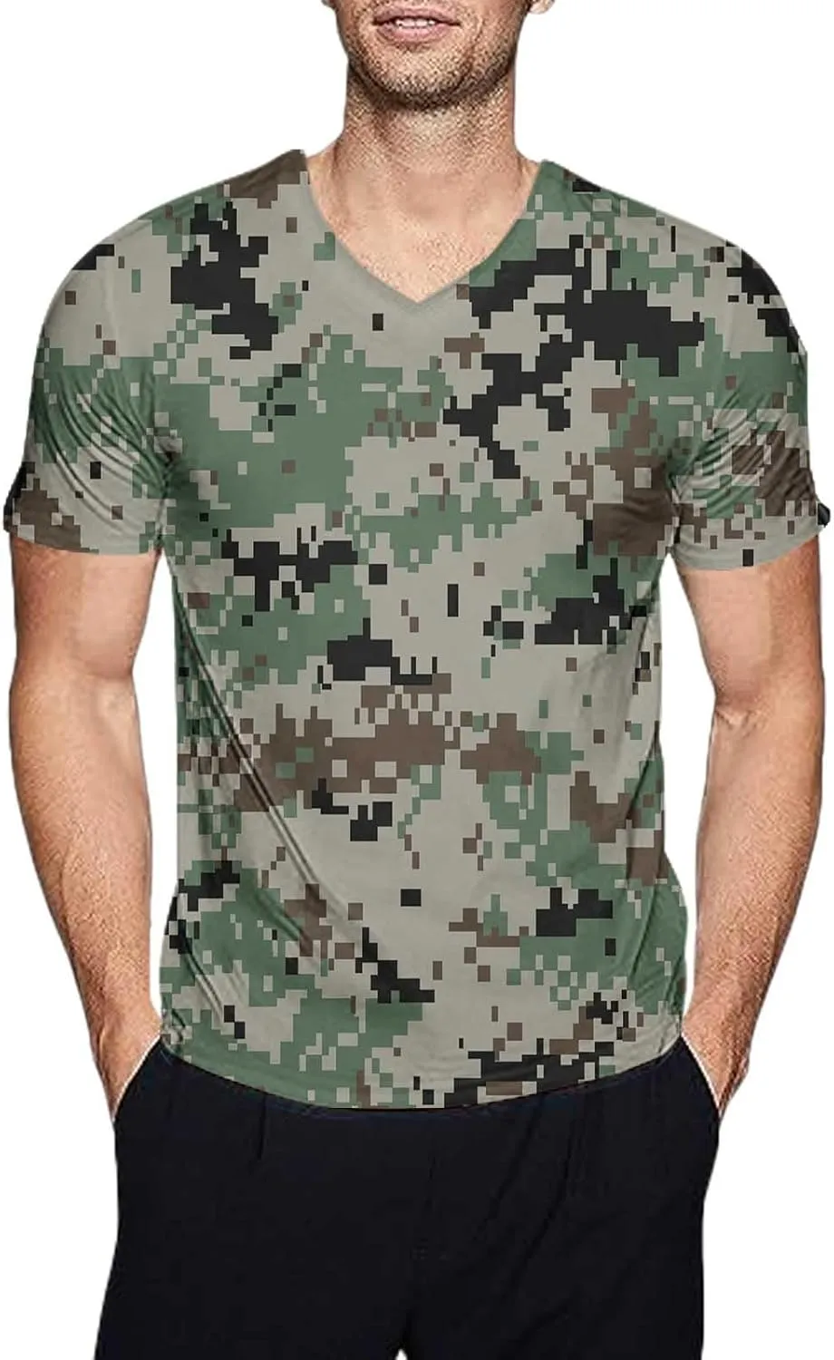 GOKKILRW Men's T Shirts Casual Camo Printed Lightweight Quick Dry Plus Size Crewneck Short Sleeve Military Hunting Tees