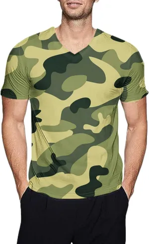 GOKKILRW Men's T Shirts Casual Camo Printed Lightweight Quick Dry Plus Size Crewneck Short Sleeve Military Hunting Tees