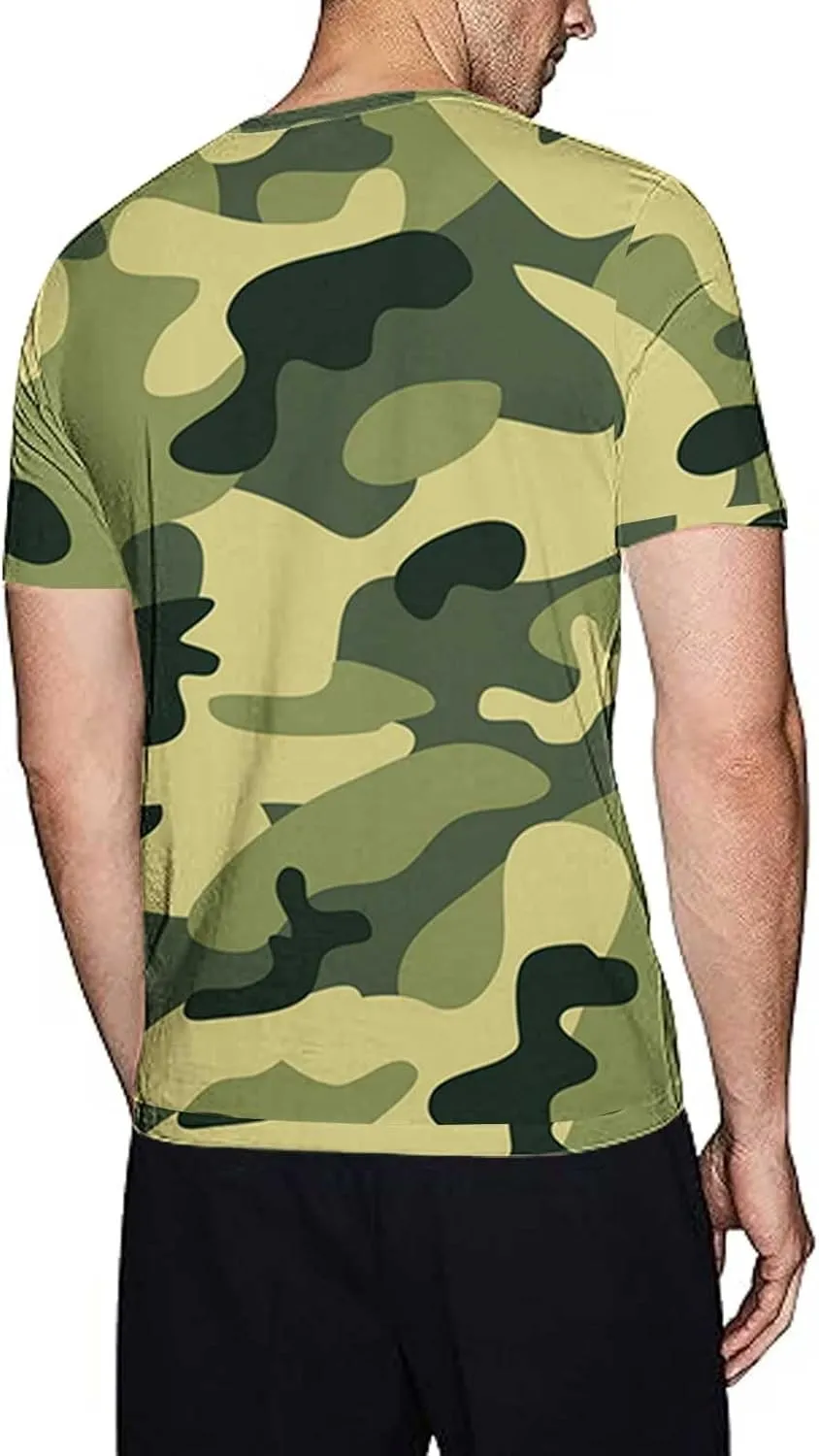 GOKKILRW Men's T Shirts Casual Camo Printed Lightweight Quick Dry Plus Size Crewneck Short Sleeve Military Hunting Tees