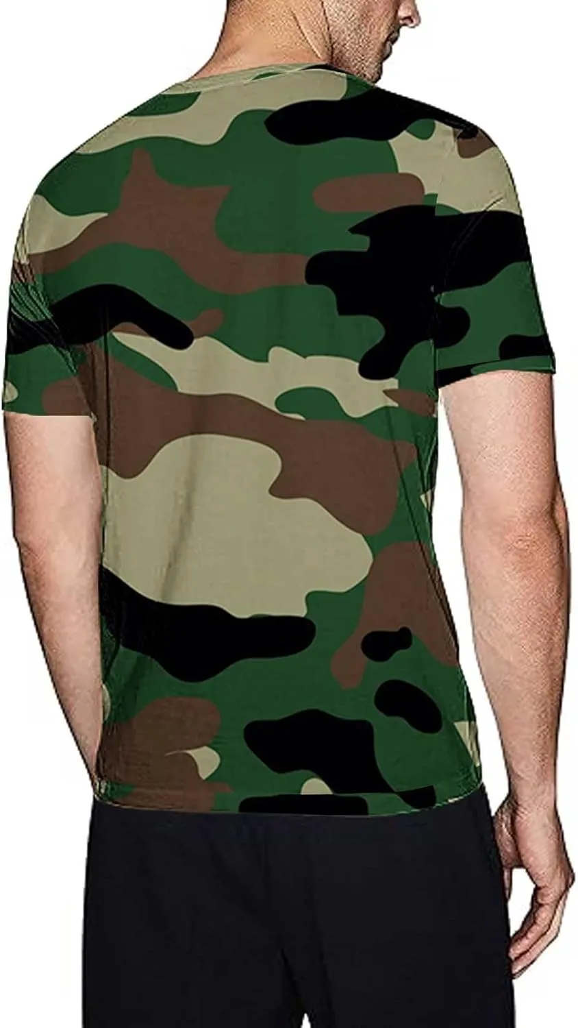GOKKILRW Men's T Shirts Casual Camo Printed Lightweight Quick Dry Plus Size Crewneck Short Sleeve Military Hunting Tees