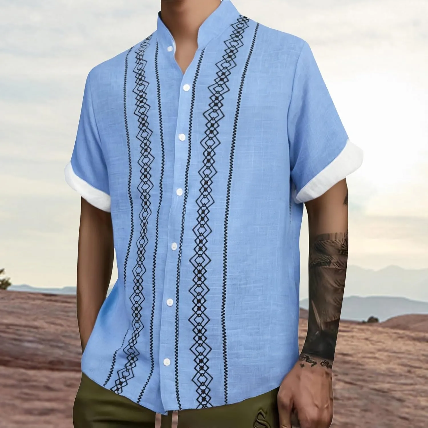 Graphic Shirts for Men Casual Loose Fit Short Sleeve Printed Vintage Big and Tall Summer Beach Tshirts Fashion Shirt