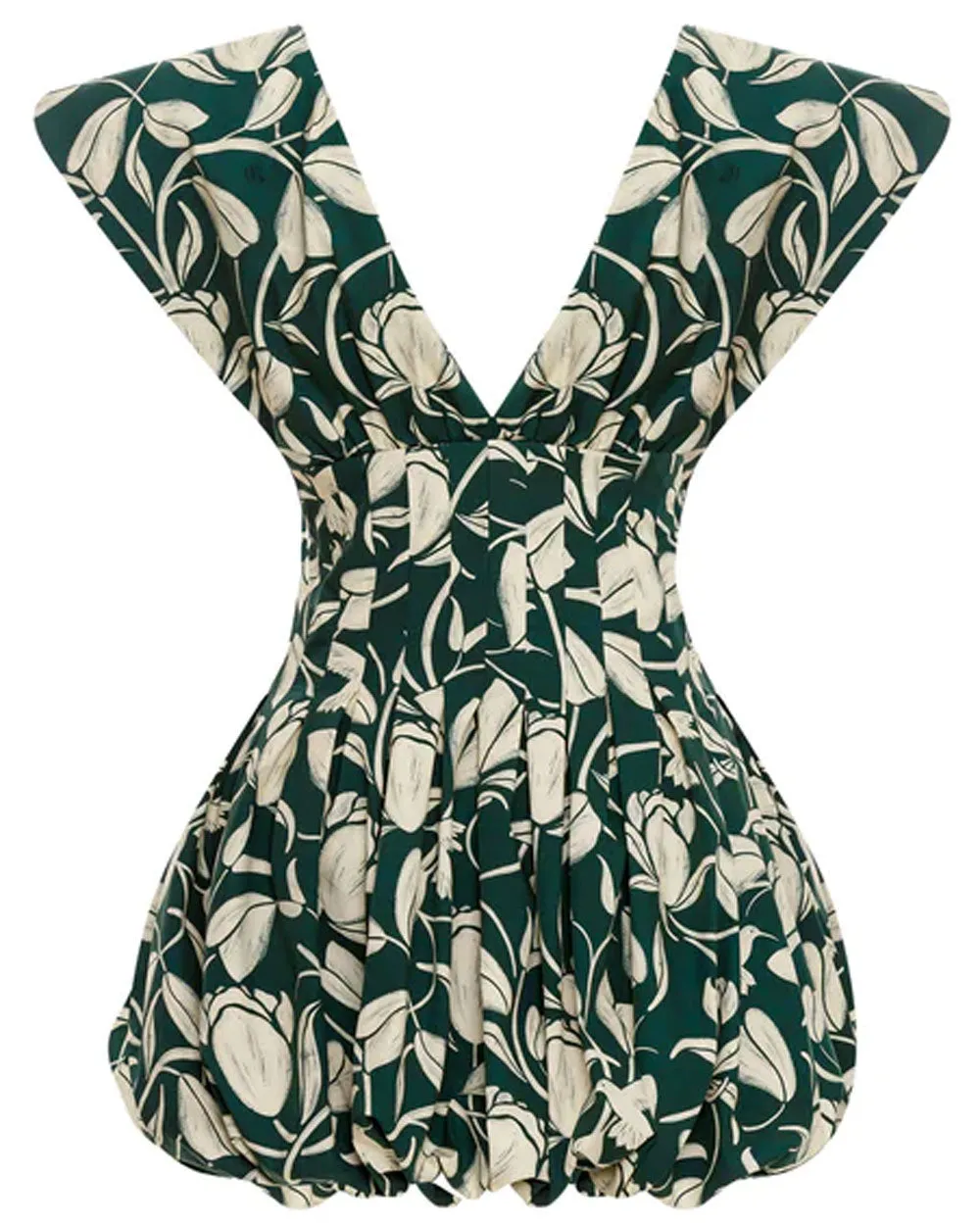 Green Annato Floral Mini Dress