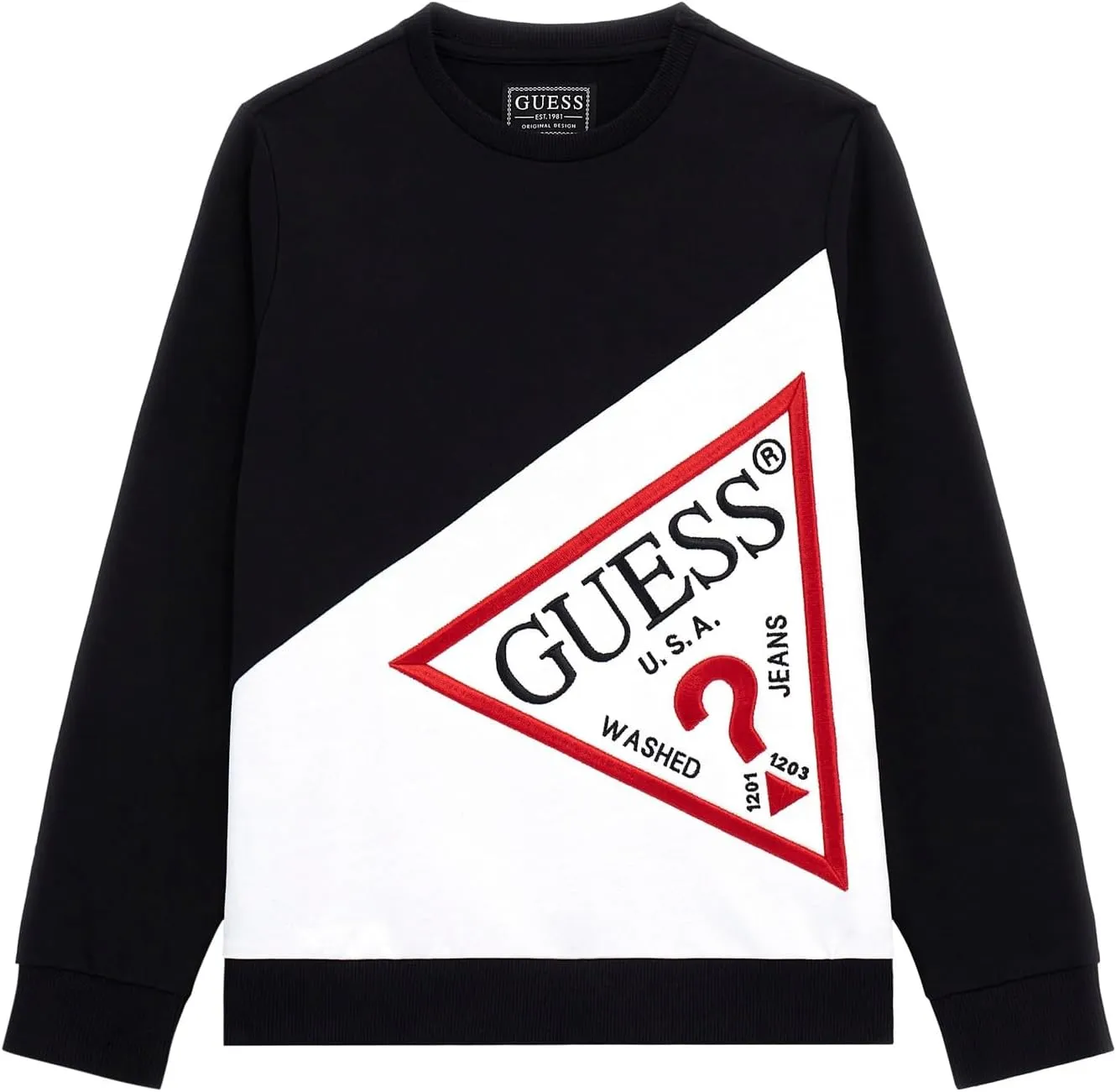 GUESS Boys' Eco Fleece Contrast Crew Neck Sweatshirt
