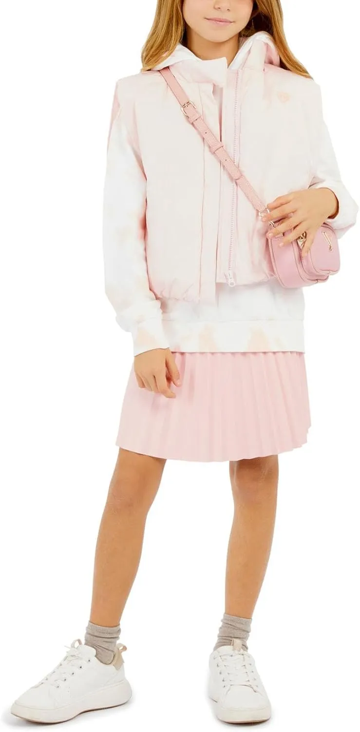 GUESS Girls' Faux Leather Pleated Mini Skirt