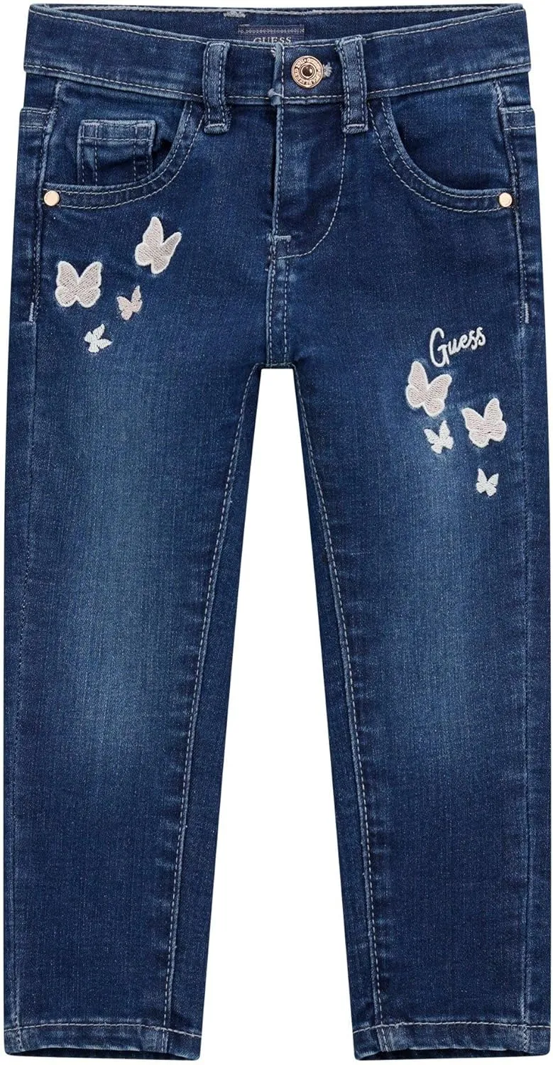 GUESS Girls' Stretch Denim Skinny Pants with Sequins