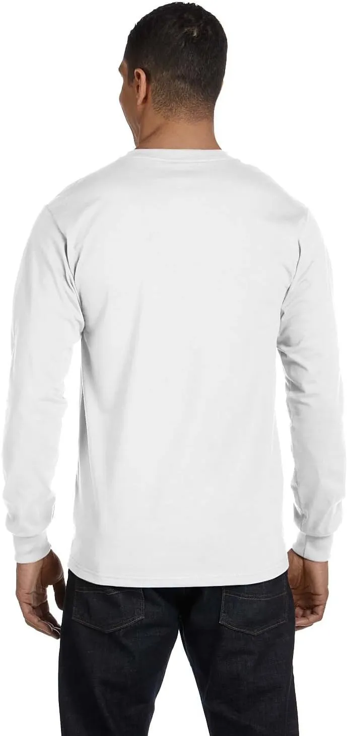Hanes Men's Essentials Long-Sleeve T-Shirt, Crewneck Cotton T-Shirts for Men, 2-Pack