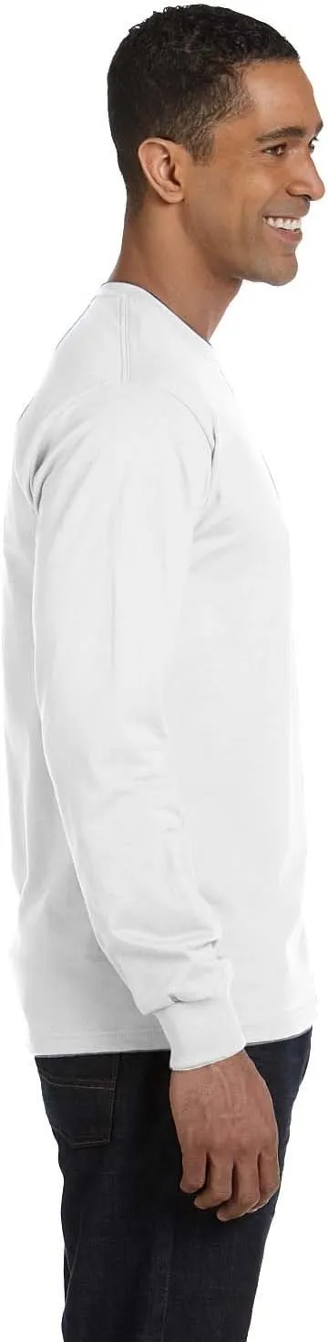 Hanes Men's Essentials Long-Sleeve T-Shirt, Crewneck Cotton T-Shirts for Men, 2-Pack