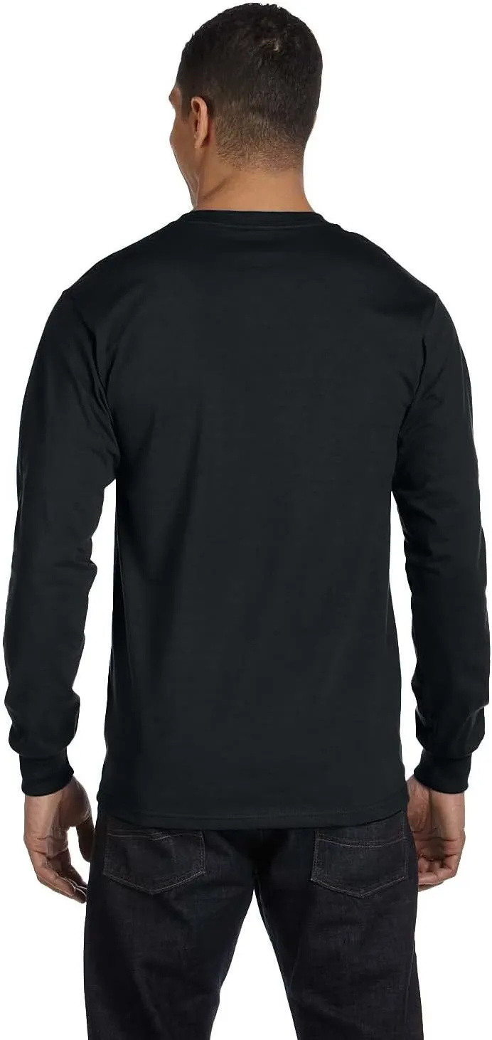Hanes Men's Essentials Long-Sleeve T-Shirt, Crewneck Cotton T-Shirts for Men, 2-Pack