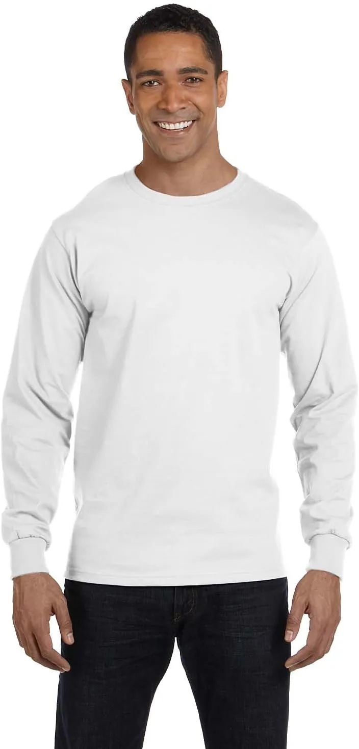 Hanes Men's Essentials Long-Sleeve T-Shirt, Crewneck Cotton T-Shirts for Men, 2-Pack
