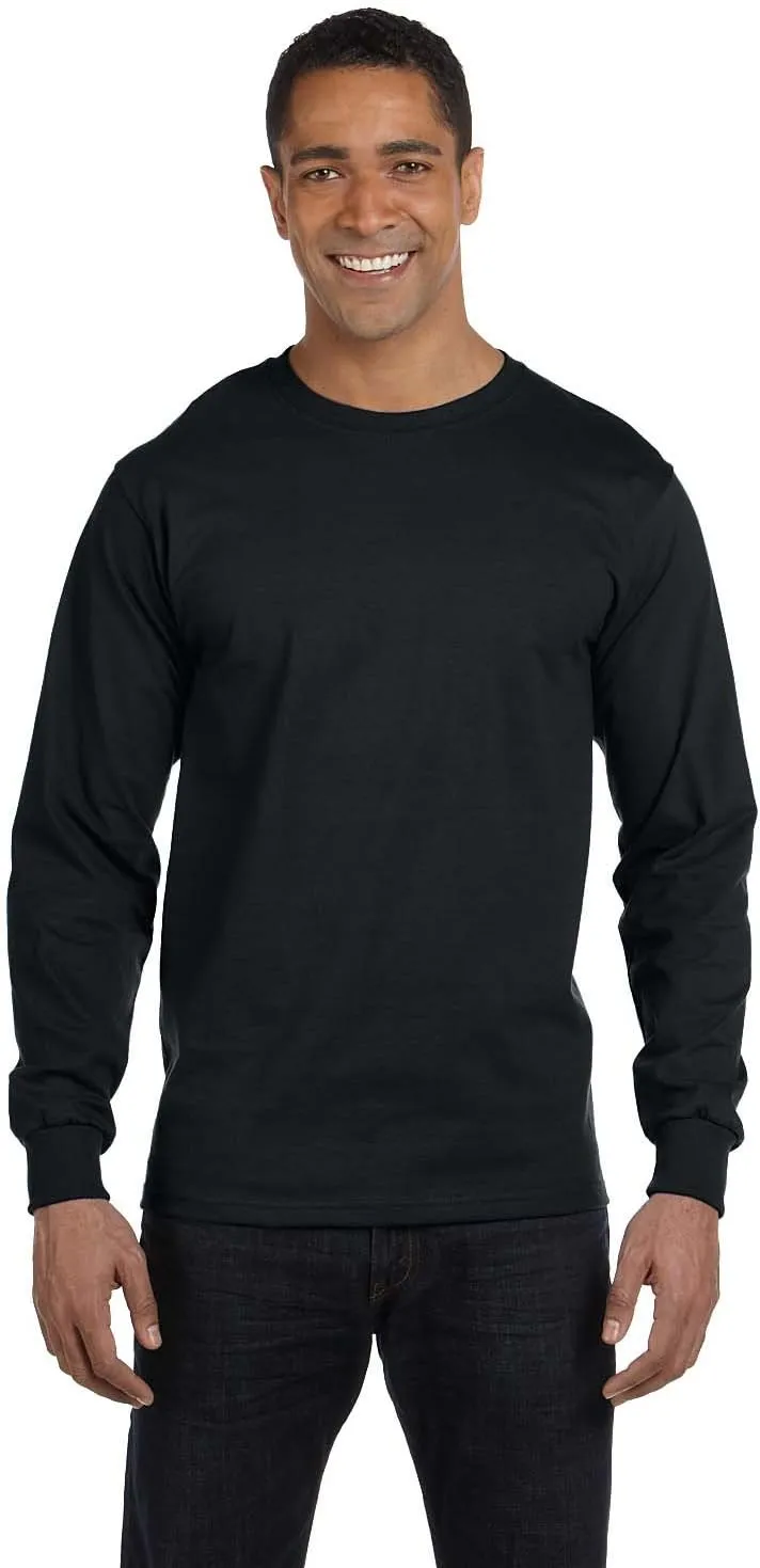 Hanes Men's Essentials Long-Sleeve T-Shirt, Crewneck Cotton T-Shirts for Men, 2-Pack