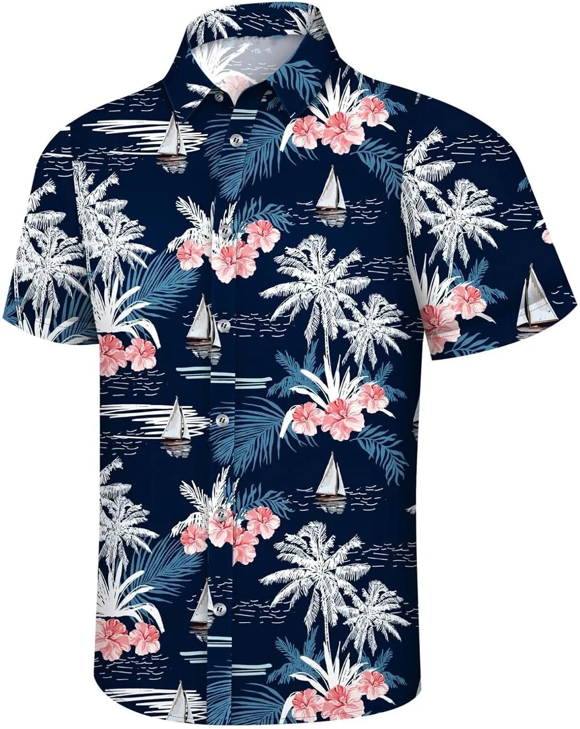 Hawaiian Shirt for Men Button Down Short Sleeve Summer Shirt Loose Fit Floral Printed Beach Travel Hiking Shirts