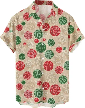 Hawaiian Shirts for Men Christmas Bowling Shirt Short Sleeve Print Regular Fit Summer Beach Casual Button Down Shirt