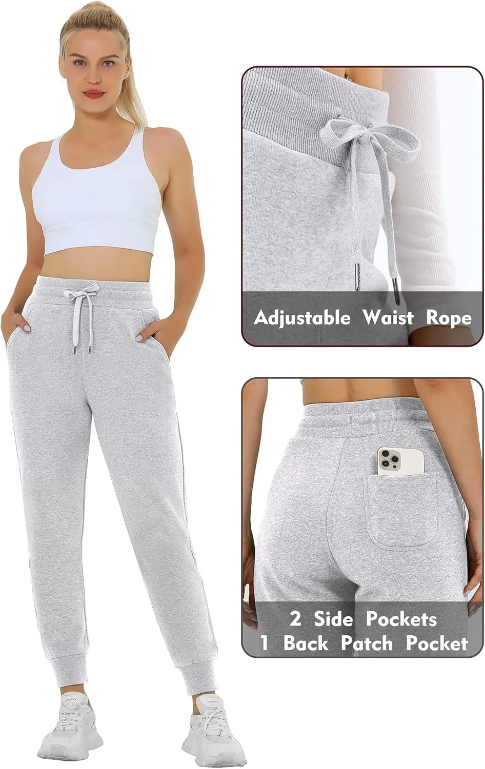 Heathyoga Fleece Lined Joggers for Women Thermal Sweatpants for Women Joggers with Pockets Workout Pants Running Pants