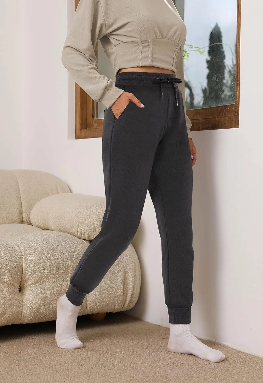 Heathyoga Fleece Lined Joggers for Women Thermal Sweatpants for Women Joggers with Pockets Workout Pants Running Pants